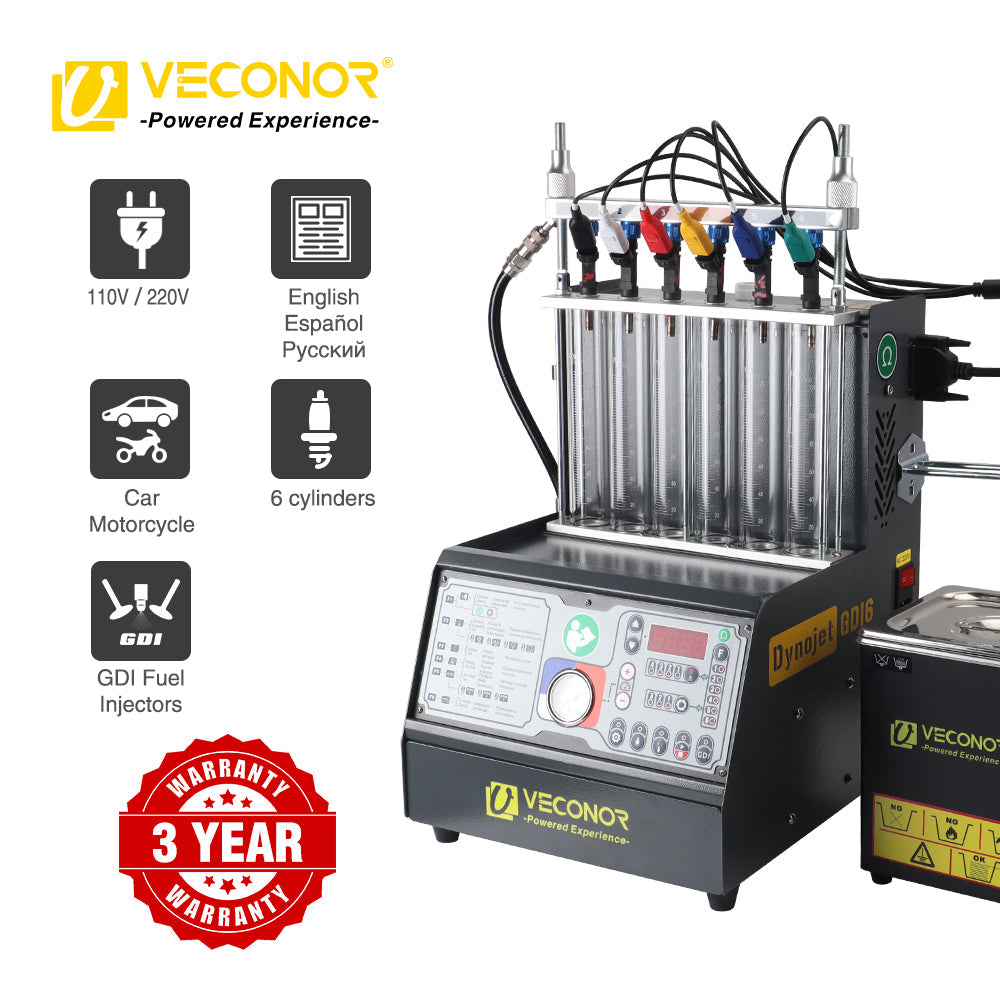 Intelligent Car GDI Fuel Injector Cleaner & Tester Cleaning Machine Ultrasonic Cleaner 6-Cylinders 110V 220V