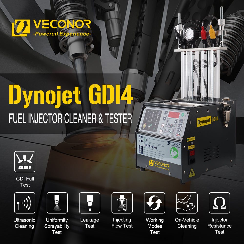 VECONOR GDI PFI EFI Fuel Injector Cleaner & Tester Machine 4 Cylinders Fuel Injector Cleaner Tester for Car & Motorcycle